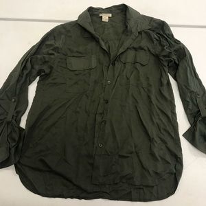 Lucky Brand Green Button Down Blouse Medium